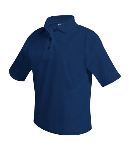 Short Sleeve Pique Polo (Navy) Embroidered with Merit School Logo